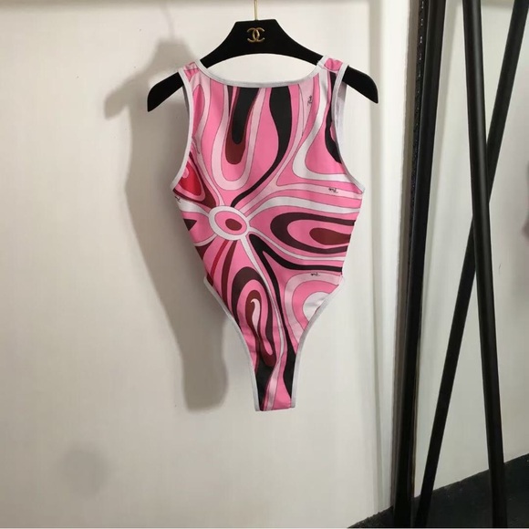 Meet the Posher Other - Emilio Pucci Color-Block Swirl One-Piece Swimsuit & Sarong Set